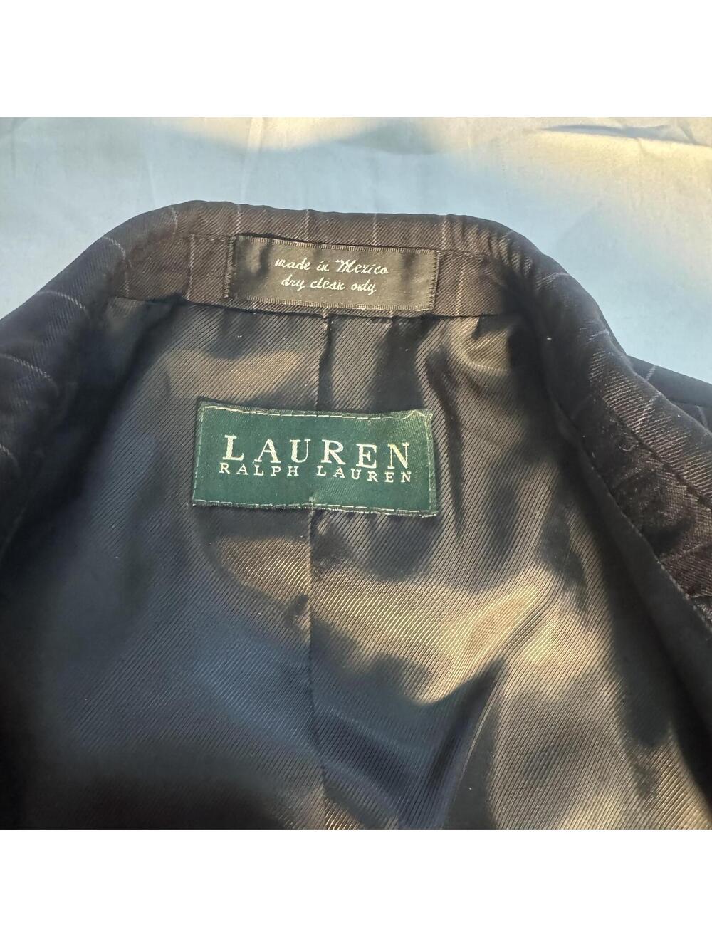 Lauren Ralph Lauren Pinstripe Blazer 38R Black Wool - Picture 5 of 8